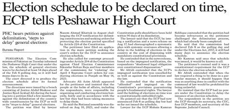 Dawn Epaper Dec Election Schedule To Be Declared On Time