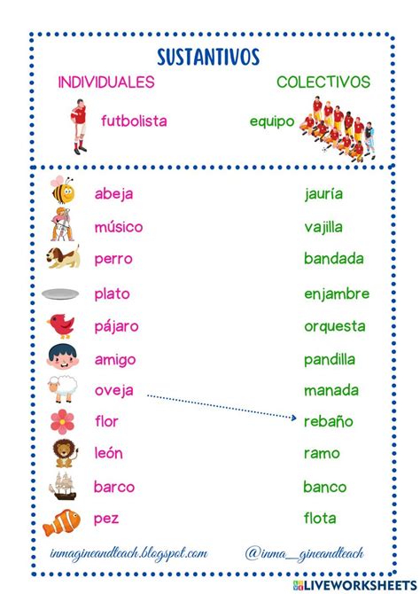 Ficha Pdf Online De Sustantivos Individuales Y Colectivos Dual Language