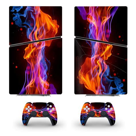 Blue And Red Fire Flame Skin Sticker For PS5 Slim - ConsoleSkins.co