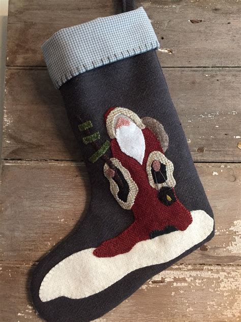 Father Christmas Stocking Wool Appliqué Pattern Etsy