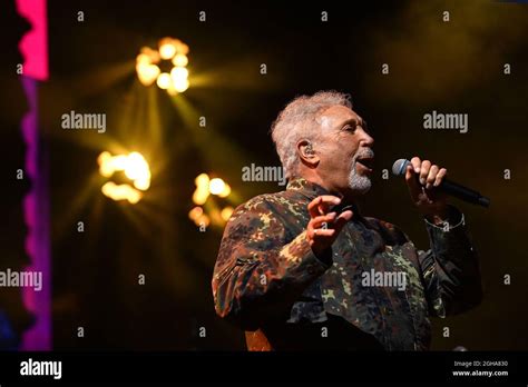 Singer Tom Jones Onstage Performing Live At Telford 2021 Stock Photo