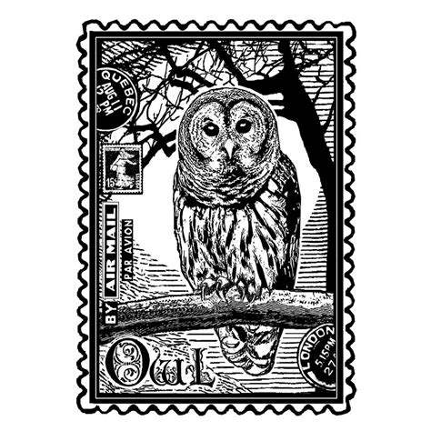 Crafty Individuals CI-225 - 'Airmail Owl' Art Rubber Stamp, 60mm x 80mm ...