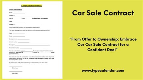 Free Printable Car Sale Contract Templates Excel Word PDF