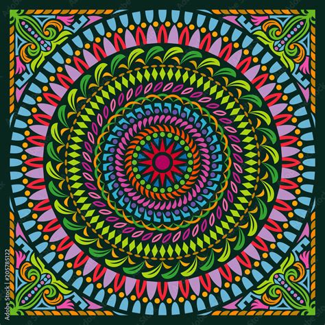 Colorful Mandala Art Beautiful Ethnic Floral Sacred Creative Circle Pop