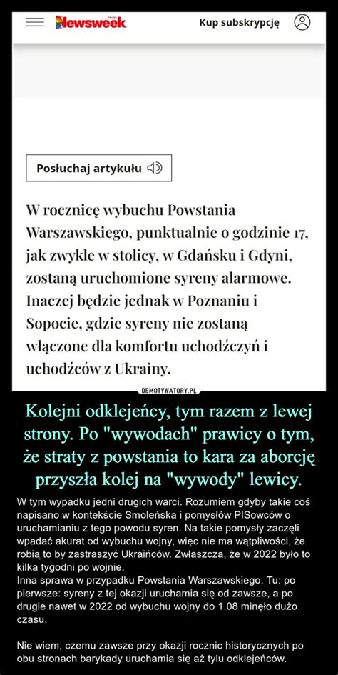 Kolejni Odkleje Cy Tym Razem Z Lewej Strony Po Wywodach Prawicy O