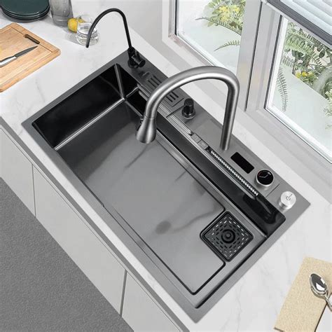 Multifunction Stainless Steel Workstation Topmount Waterfall Kitchen