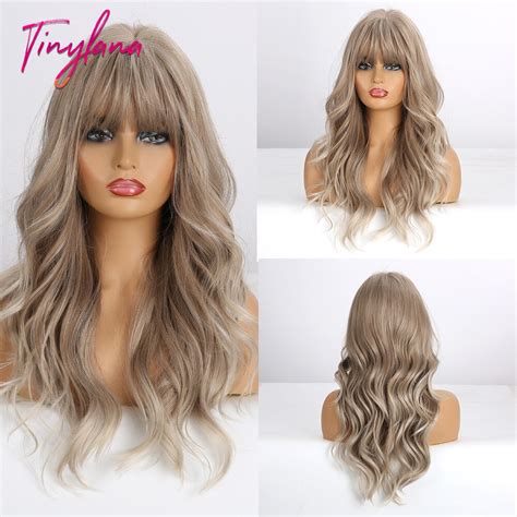 TINY LANA Synthetische Lange Wellenförmige Ombre Licht Braun Blonde