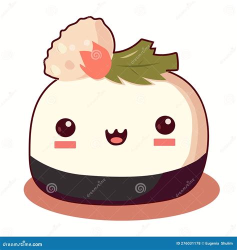 Icono Del Sushi Lindo Al Estilo Kawaii Con Cara Sonriente Y Mejillas