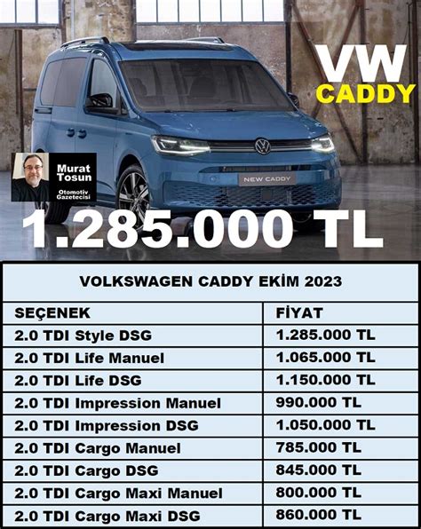 Volkswagen Caddy Fiyat Listesi Ekim 2023 0 Km VW Caddy 2023 Fiyat