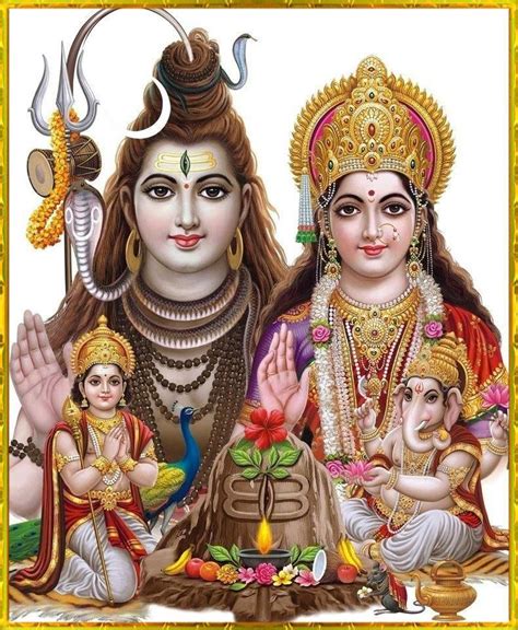 Shiva Parivar With Parvati Ganesha And Kartikeya Shiva Shakti