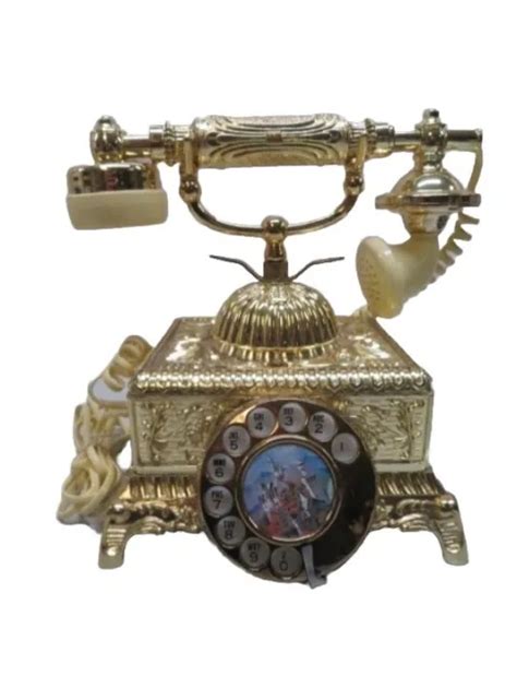 Vintage Victorian French Style Rotary Dial Telephone Antique Gold