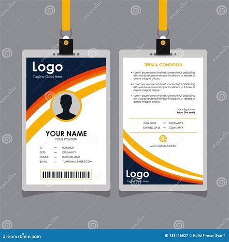 Stylish Orange Curvy Id Card Design Template Vector Stock Vector