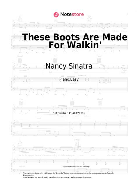 These Boots Are Made For Walkin Piano Sheet Music Easy Nancy Sinatra