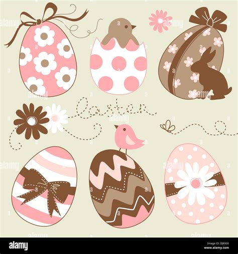 Cute Easter Egg Set Stock Vector Image Art Alamy