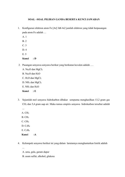 Contoh Soal Pilihan Ganda Laju Reaksi Kimia Dan Jawabannya Lembar Edu