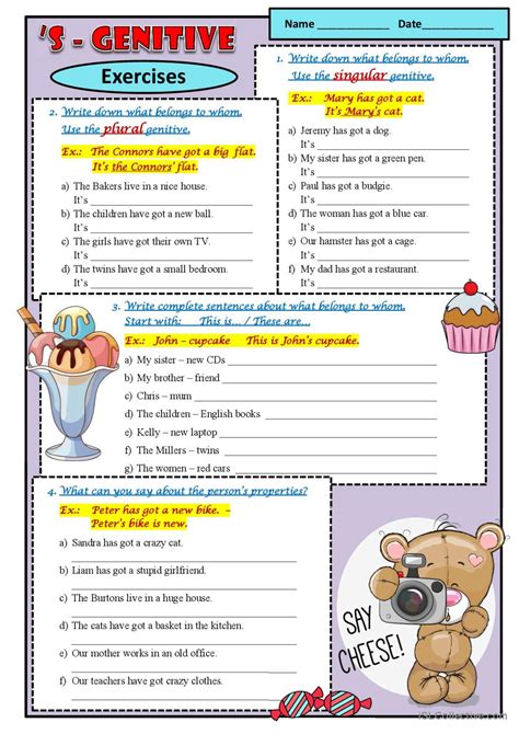 S Genitive General Gramma English Esl Worksheets Pdf Doc