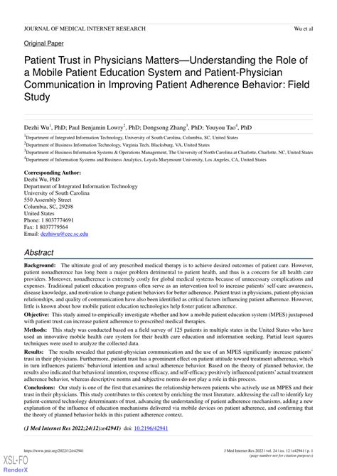 Pdf Patient Trust In Physicians Mattersunderstanding The Role Of A