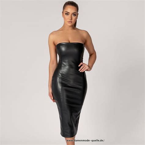 Kleider 2024 Pu Leder Kleid 2023 Damen Clubwear Elegant Sexy Midi