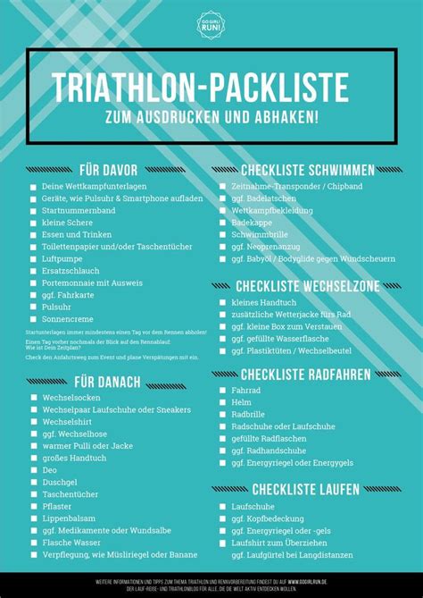 Triathlon checklist – Artofit