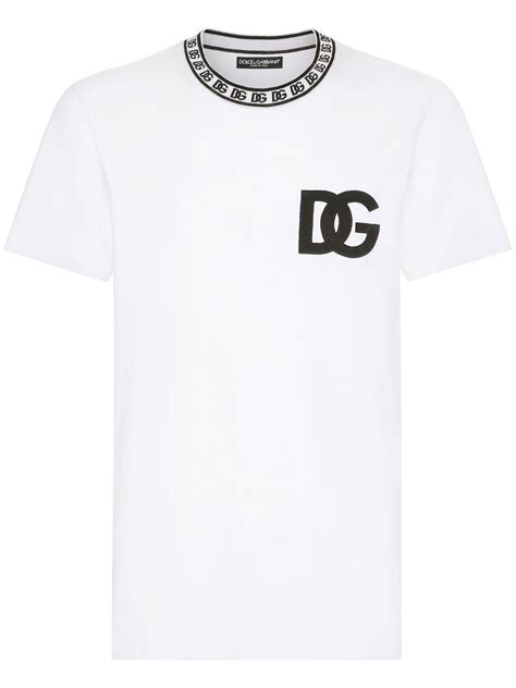 Dolce Gabbana Logo Embroidered Cotton T Shirt Farfetch