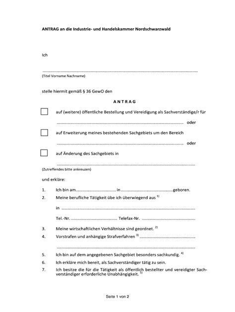 Ausfüllbar Online nordschwarzwald ihk24 Antrag NSW doc Fax Email