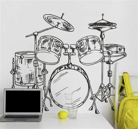 Drum Kit Wall Sticker - TenStickers