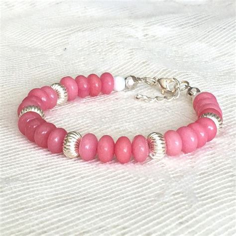 Pink Bead Bracelet Pink Bracelet Pink Beaded Bracelet Pink Etsy