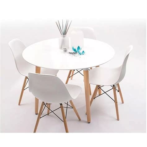 Juego De Comedor Eames Mesa Redonda 90cm 4 Sillas Dsw Eames Mandy Hogar