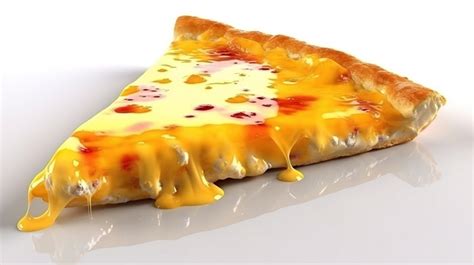 Pizza Slice Melting Cheese Hot In D Illustration Isolated On White Backgrounds Free