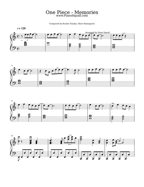 One Piece Memories Oui Sheet Music For Piano Download Free In Pdf