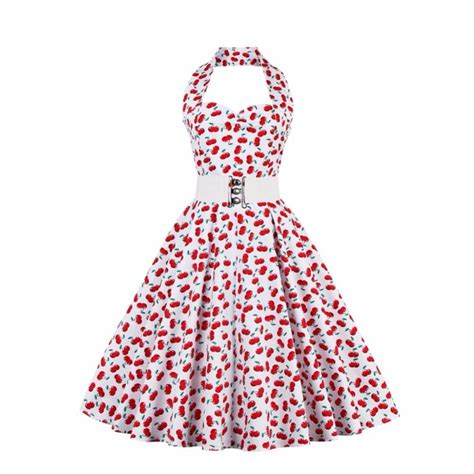 Robe Retro Dos Nu Motif Cerises