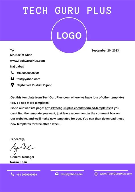 Creative Business Letterhead Format Ms Word Docx File