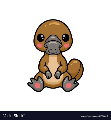 Cute Baby Platypus Cartoon Sitting Royalty Free Vector Image