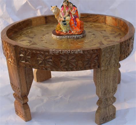 Rajasthani Hand Carved Chakki Table Coffee Table Vintage Indian