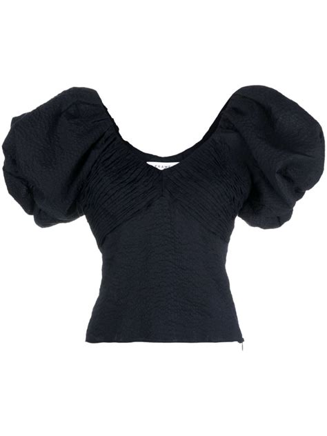 Frame Short Puff Sleeve Cotton Top Farfetch