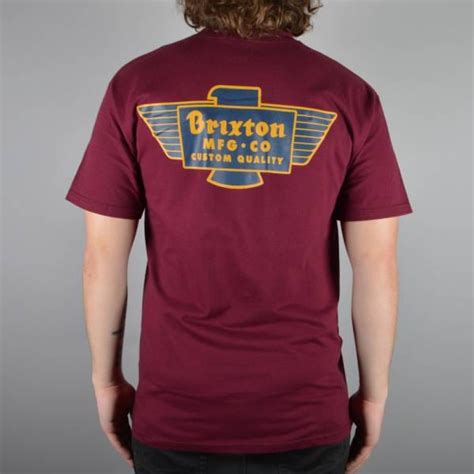 Brixton Cylinder T Shirt Burgundy Skate Clothing From Native Skate Store Uk