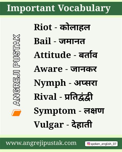 30 Word Meaning English To Hindi Daily Use Vocabulary Pdf Download