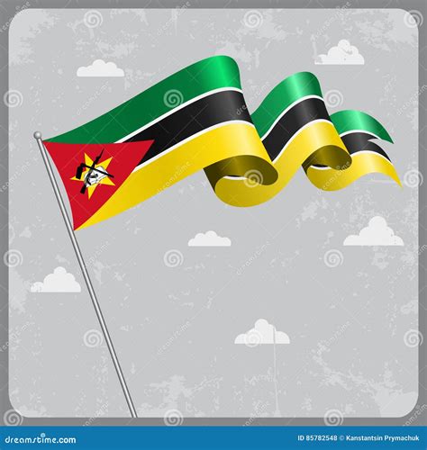 Bandeira Ondulada De Moçambique Ilustração Do Vetor Ilustração do Vetor