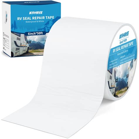 Kohree RV Sealant Tape, 6 Inch x 50 Foot RV Roof Tape White, UV Resistant, Weatherproof Repair ...