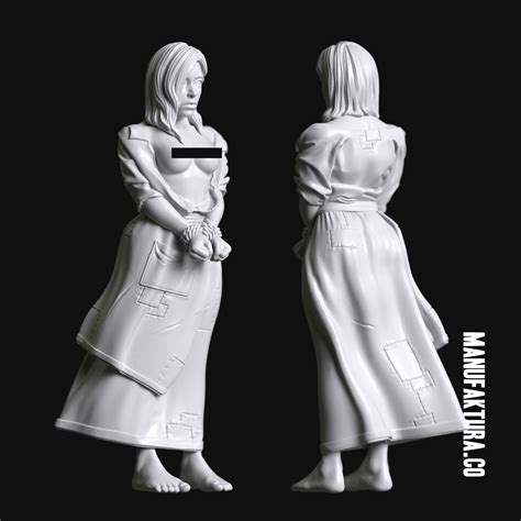 STL File Sub Series 122e Naked Bound Female Prisoner Slave3D