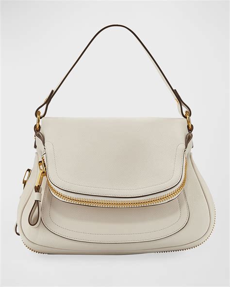 Tom Ford Jennifer Medium Grained Leather Shoulder Bag In Chalk Modesens