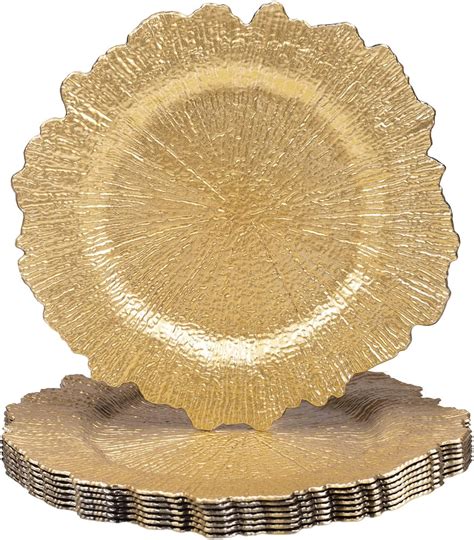 Amazon MAONAME 13 Gold Charger Plates Set Of 8 Round Reef