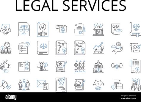 Legal Services Line Icons Collection Legal Aid Counsel Advocacy Representation Assistance