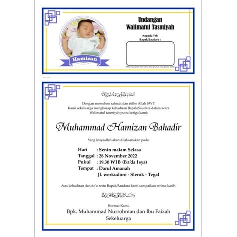 Jual Undangan Walimah Khitan Walimatul Ursy Tasyakuran Aqiqah Hvs