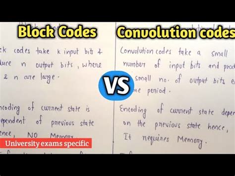 Difference Between Block Codes And Convolution Codes In Itc Lec