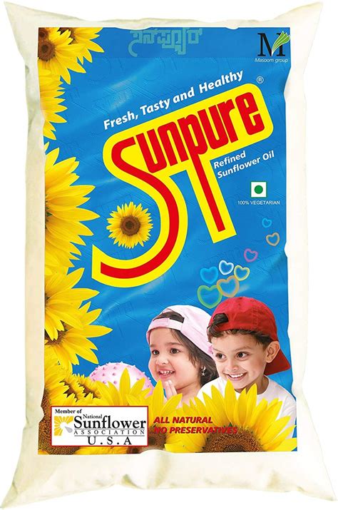 Sunpure Refined Sunflower Oil Pouch 1L Pack Of 10 Amazon In