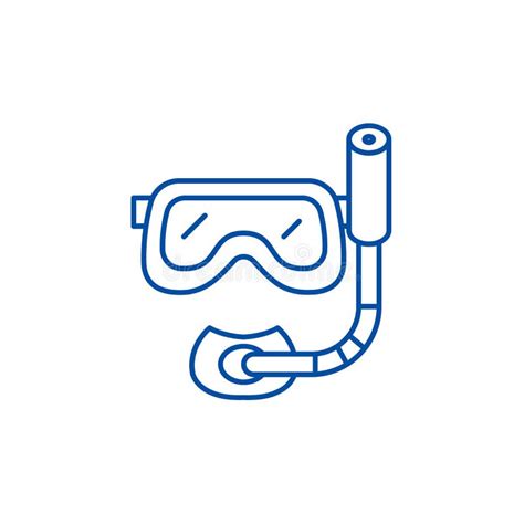 Scuba Diving Mask Line Icon Concept Scuba Diving Mask Flat Vector