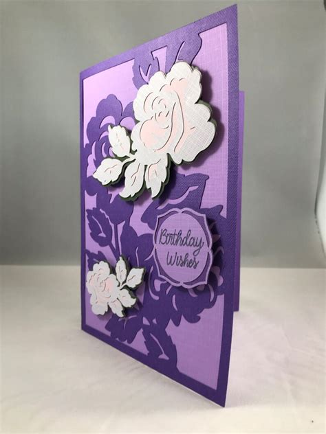 Purple Floral Birthday Card Etsy