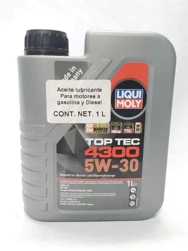 Aceite Sintetico Liqui Moly 5w30 Top Tec 4300 1 L 45000 Km Envío gratis