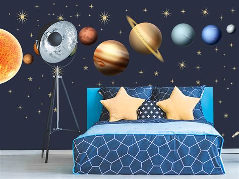 Space Wall Decal Galaxy Planets Etsy